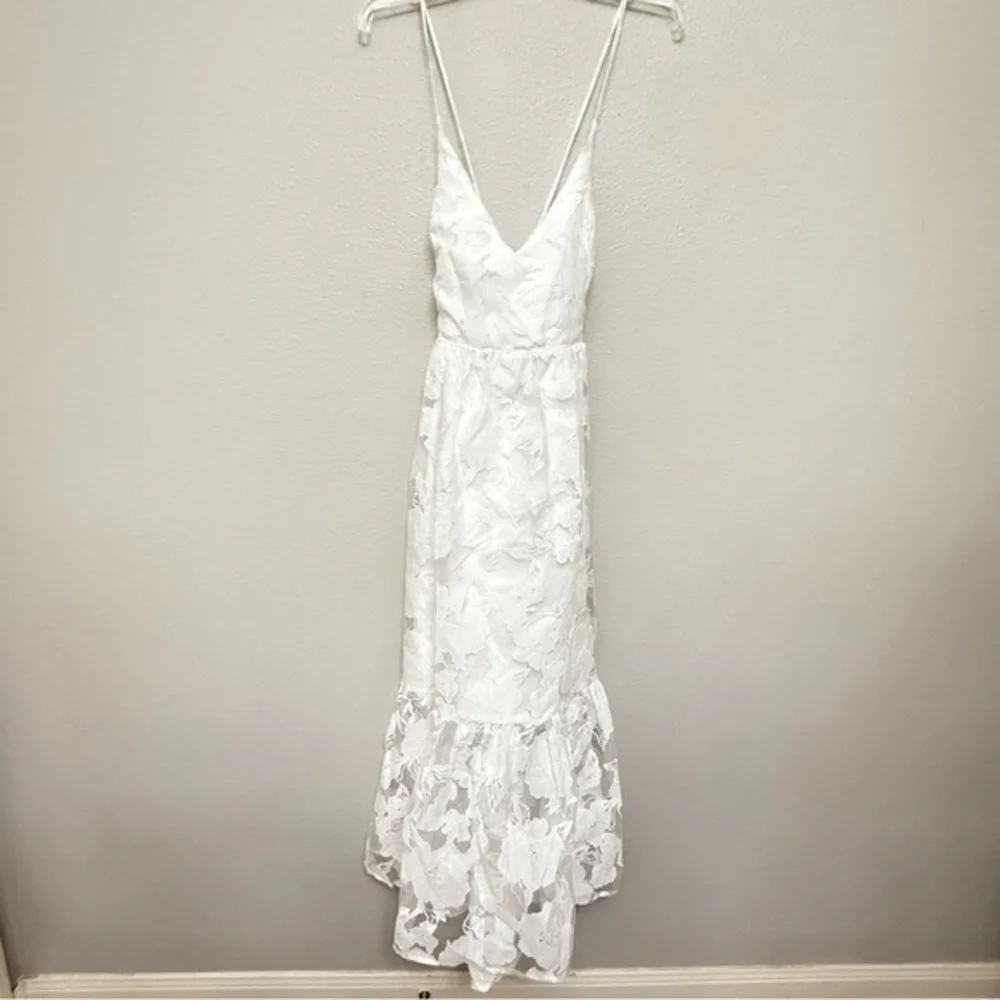 SOLD Brand New Lulus Feeling Like Forever White Jacquard Organza Midi Dress XL - Picture 5 of 10